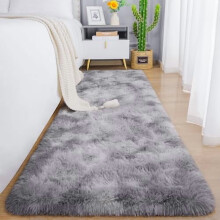 Soft Runner Rug 2x10 ft, Plush Shag Area Rug – Non-Shedding, Grey & White, Compatible with Bedroom, Living Room, Nursery