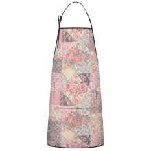 Floral Print Cotton Linen Apron with Pockets 33x27 Inch