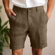 Men's Casual Beach Shorts, Solid Color Design with Button & Zipper, Comfortable & Stylish for Summer or Outdoor Wear