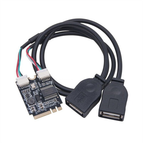 M.2 para Placa Riser USB 480Mbps M.2 KEY A+e para Placa de Expansão USB2.0 de Porta Dupla com Cabo Riser para Win10