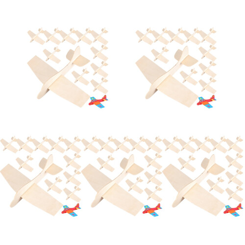 60Pcs Wood DIY Airplane Models Light Yellow Planes for Decor 1