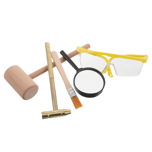 3Sets Speelgoed Graafset Kinderen Hout En Metaal Met Vergrootglas 1