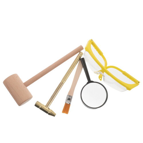 3Sets Speelgoed Graafset Kinderen Hout En Metaal Met Vergrootglas 2