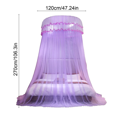 Dome Net Ceiling-Mounted Princess Bed with Foldable Ruffled 2