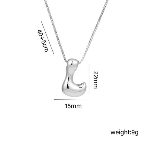 Bubble Letter Necklace Silver or Gold Initial Pendant 1