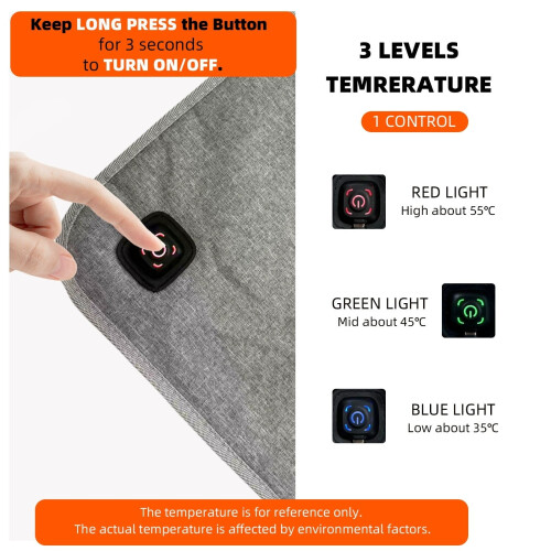 17 Inch USB Heated Seat Cushion Grey 2