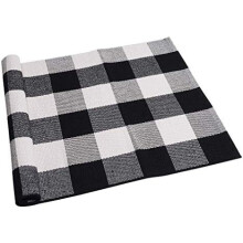 Cotton Buffalo Plaid Rug 2'x3' – Black & White Washable Indoor/Outdoor Doormat for Front Door, Porch, Kitchen, Farmhouse (Compatible with Layered
