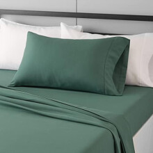 Ensemble de draps 3 pièces en microfibre légère et infroissable – Lit simple, poches profondes de 35,5 cm, vert émeraude, convient aux enfants,