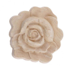 3 appliques décoratives en bois sculpté en forme de fleurs, non peintes, 7 cm, 3 pièces