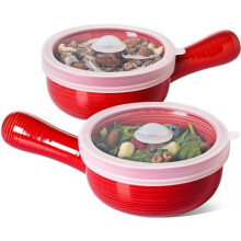 Bols à soupe à l'oignon de 44 cl avec couvercles et poignées en silicone – Céramique non toxique, compatibles four, micro-ondes et
