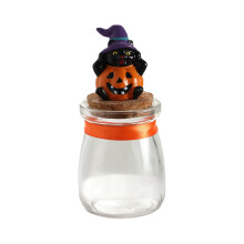 Tarro de cristal con forma de calabaza de Halloween de MOQIN con tapa, cuenco para dulces de Halloween, tarro de cristal para dulces, ideal para