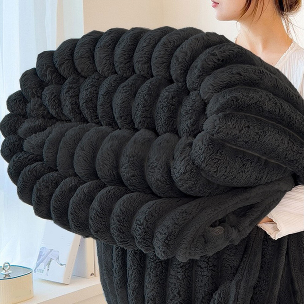 Gray Microfiber Double-Layer Throw Blanket