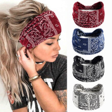 Breite Haarbänder für Damen, Boho-Bandeau-Haarbänder, Sport-Haarbänder, dehnbare, rutschfeste Haarbänder (4er-Pack)