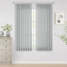 Gray Pinch Pleat Semi-Sheer Curtains 40x72 in Silver Grey 2