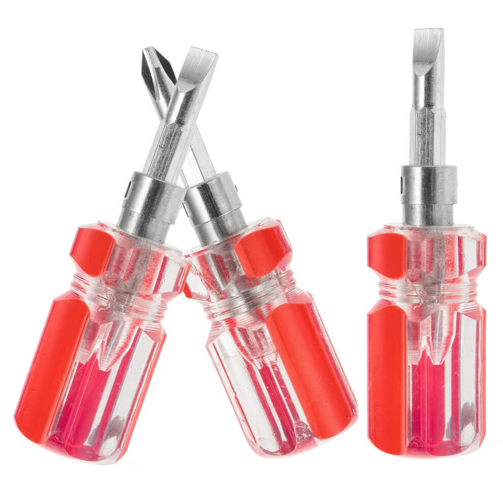 Ounona 3Pcs Small Red Screwdriver Set Portable Short Handle With Flat Head And Cross Slotted For Repair 9104899398222