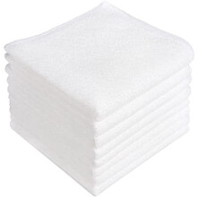 Chiffons de nettoyage en microfibre blanche, paquet de 8, chiffons absorbants non pelucheux, anti-rayures, serviettes en microfibre sans traces,
