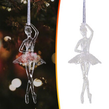 Acrylic Ballerina Christmas Ornament, 6.69", Clear Ballet Dancer Decor, Elegant Tree Hanging – Compatible with Holiday & Ballet Themes
