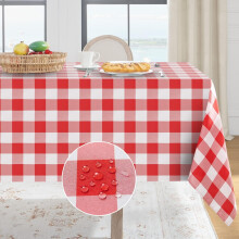 Nappe carrée à carreaux vichy imperméable, 137 x 137 cm, rouge et blanche, résistante aux taches et lavable, idéale pour les pique-niques, le