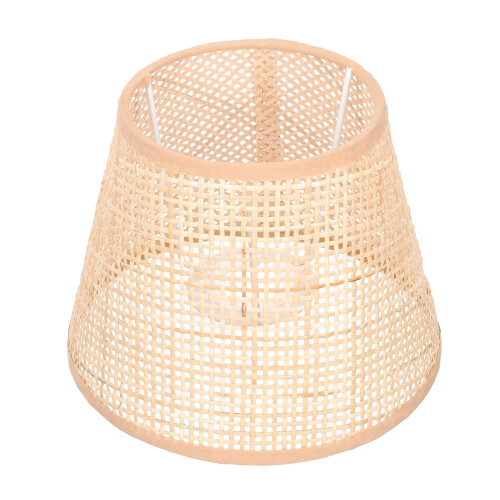 Abajur de bambu, cúpula de vime, lâmpada, tela de rattan, base