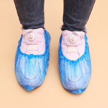 Fundas para zapatos, 100 unidades, desechables, gruesas, impermeables y a prueba de polvo, de plástico PE, para el hogar y la oficina (azul).