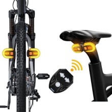 Trådløs LED-cykelblinklys, USB-genopladelig og fjernbetjent, vandtæt, kompatibel med mountainbikes/landevejscykler