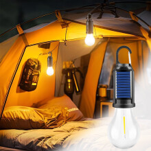 Luces solares para tiendas de campaña Wzzjkit: linterna LED recargable por USB para acampar con gancho, para exteriores, Navidad, emergencias y