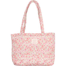 Gesteppte Schultertasche aus Baumwolle mit Blumenmuster für Damen, mittelgroße Handtasche mit großem Fassungsvermögen, robustes Design