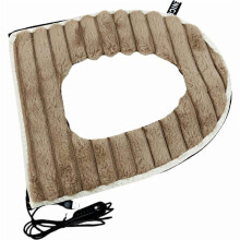 Housse de siège de toilette chauffante USB en polaire 43 x 37 cm