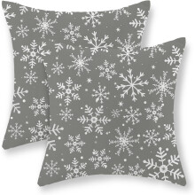 Weihnachtskissenbezüge 45x45 cm, 2er-Set, Leinen mit Schneeflockenmuster, Winterliche Festtagskissenbezüge für Sofa – Kompatibel mit