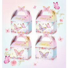 24 rosa-lila Schmetterlings-Gastgeschenkboxen – Geeignet für Geburtstage, Babypartys, Hochzeiten