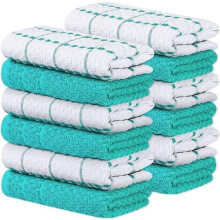 Torchons de cuisine classiques, lot de 12, 100 % coton naturel, absorbants et lavables en machine, 38 x 63,5 cm, bleu turquoise