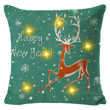 Capas de almofada de inverno com luzes LED, 45x45 cm, com desenhos de Papai Noel, boneco de neve e árvore de Natal. Decoração natalina para sofá,