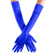 YOUSNH Gants de mariage en satin uni pour femmes, bleu foncé, taille unique.