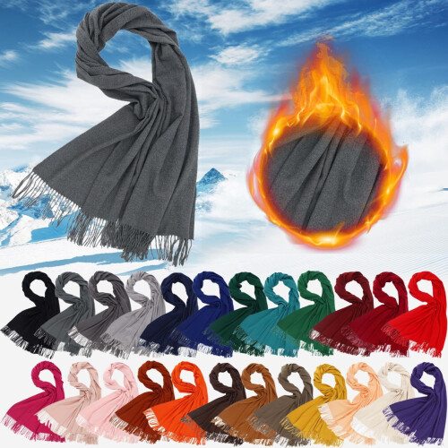 Cachecol feminino de lã leve e macio, estilo pashmina, ideal para usar como xale ou echarpe. 2