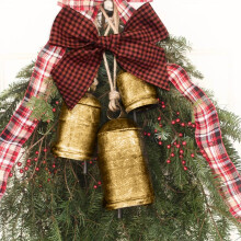 Decoratieve kerstbellen set – 3-delige vintage rustieke koebellen, Huangma ophangkoord, passend bij kerstdecoratie