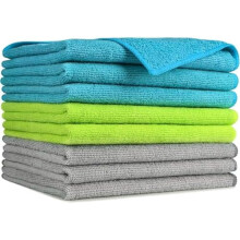 Pacote com 8 panos de limpeza de microfibra (30 x 40 cm), macios, absorventes, sem fiapos e sem manchas – Compatíveis com carros, casa, cozinha e
