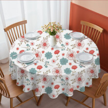 Pioneer Flower Floral Print Pattern Round Tablecloth 60 X 60 Inch, Wrinkle Resistant Wipeable Table Cloth for Kitchen Dining Picnic Patio Party