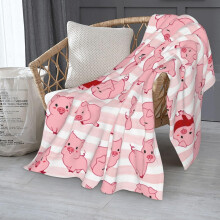 Cute piggy print blanket 60"x50", plush flannel pink piggy blanket, soft and warm decoration, perfect holiday gift for women, teens