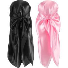 35 inch zijden hoofddoek, 2 stuks, grote vierkante halsdoek, slaaphoofddoek, satijnen bandana voor dames