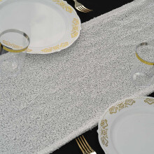 Bieżnik stołowy z cekinami 14x108" w kolorze białym