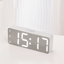Reloj despertador LED con espejo, indicador de temperatura y fecha, fuente grande – Compatible con uso doméstico en interiores
