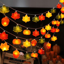Eespoir Halloween tekvica javorový list reťazové svetlá, 9,8FT20LED reťazové svetlá na Deň vďakyvzdania, jesenné dekoračné svetlá pre