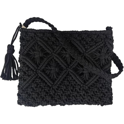 Τσάντα ώμου Boho Crossbody, χειροποίητη τσάντα ώμου από βαμβακερό σχοινί, καλοκαιρινές