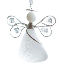 Ornement d'ange en verre de mer fait main avec détails en métal (1 pièce)