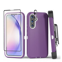Xhy kompatible Hülle für Samsung Galaxy A54 5G: 3-in-1-Stoßschutzhülle mit Display-/Linsenschutz und Gürtelclip – Militärstandard, robust