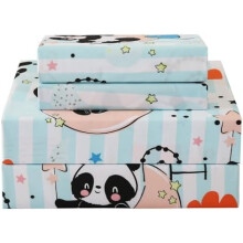 Ensemble de draps Panda Kids, taille standard, 4 pièces, en microfibre imprimée lune et étoiles bleues, poches profondes