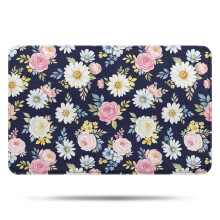Pioneer Flower badkamermat met bloemenmotief, antislip microvezelmat met rubberen achterkant, zachte bad-/douchemat van 43 x 69 cm.