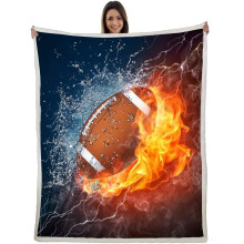 Weiche Sherpa-Fußballdecke (127 x 152 cm) – Kuschelig, wasser- und feuerfest, für Kinder und Erwachsene, Heimdekoration, kompatibel mit American