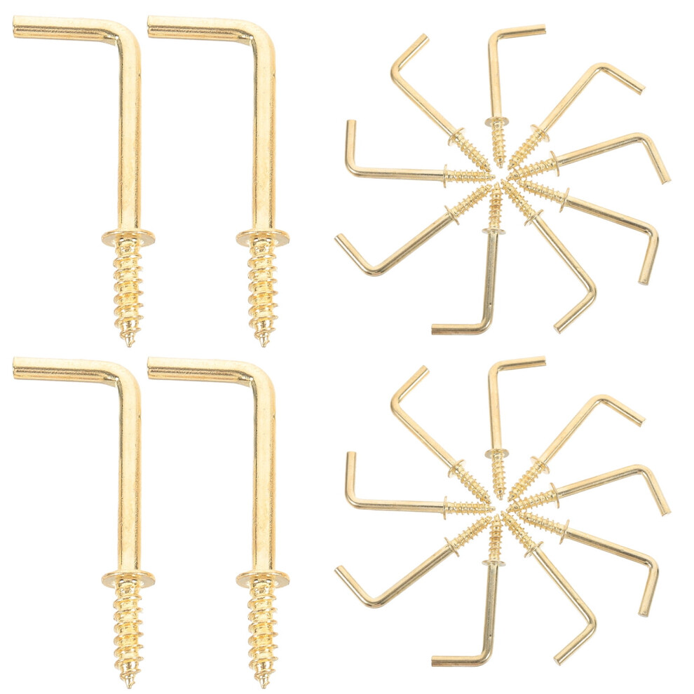 50 Pcs Right Angle Screw Hook Hangers Home Accessory Self Tapping Shaped Screw Hooks Tiny Screws 9340258182891