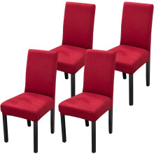 Esszimmerstuhlhussen-Set, 4er-Set, Stretch-Spandex-Überzüge, abnehmbar und waschbar, einfarbig weinrot (kompatibel mit Standardstühlen)